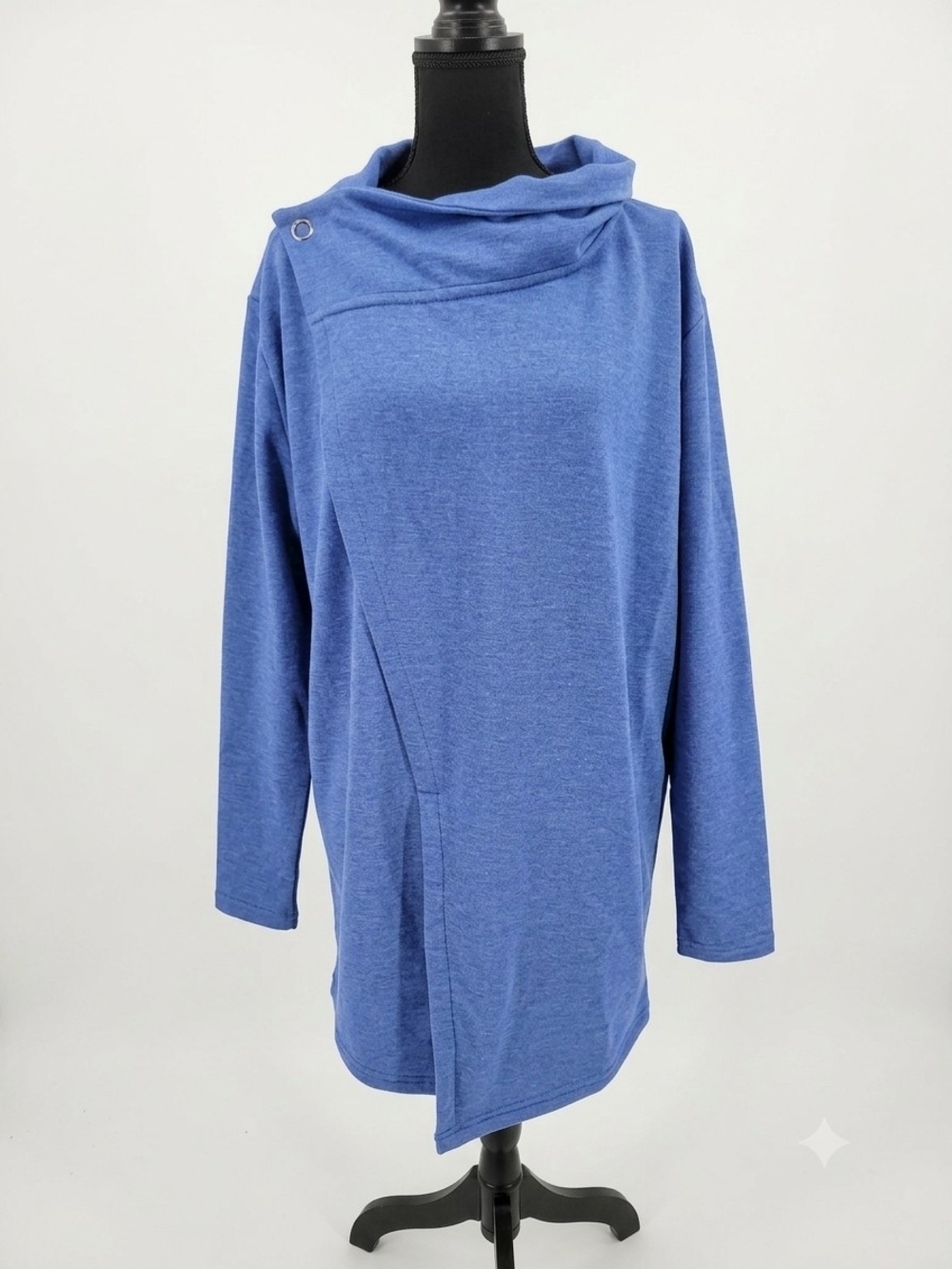 Asymmetrical Cowl Tunic Sweater in Periwinkle Blue